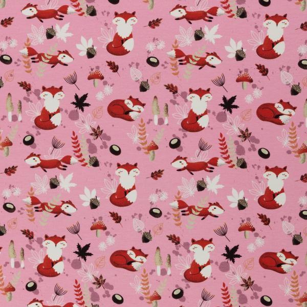 Jersey Baumwolle My little Foxy rosa by Christiane Zielinski 40432 von swafing